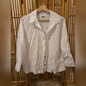 Sigrid Olsen White Linen Button Down Shirt